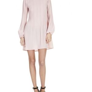 MAJE short pleated crepe dress in nude